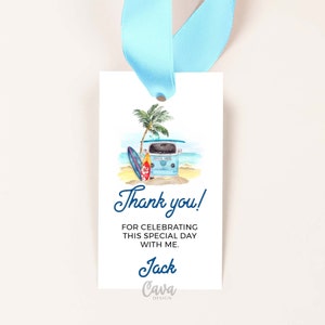 Printable Summer Birthday Gift Tags, Beach Birthday Thank you tags Template, Printable Boy Beach Birthday Favor Tags, Pool Party, BSB 0293