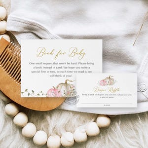 Livros de abóbora de outono para bebês e cartão de fraldas, chá de bebê Boho de outono, cartão de sorteio de fraldas rosa, livros para bebês e cartão de fraldas - WD 0303