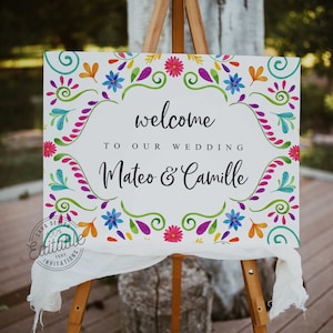 Fiesta Wedding Welcome Sign, Fiesta Party Welcome Poster, Mexico Theme Wedding Welcome Sign, Fiesta Shower Welcome EDITABLE Template, WD_105 image 1