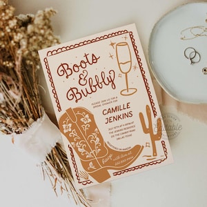 Boots and Bubbly Bridal Shower Invitation
