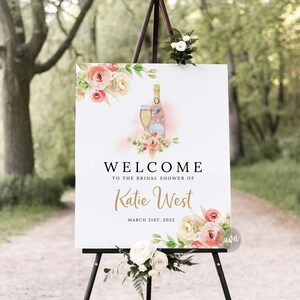 Brunch Bridal Shower Welcome Sign, Bridal Shower Welcome Sign, Champagne Wedding Shower Welcome Sign, Welcome EDITABLE Template, 0324