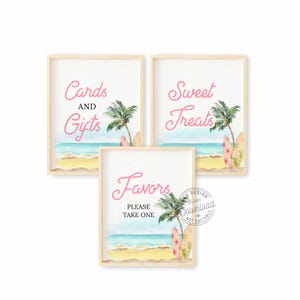 Girl Beach Party Birthday Sign, Gift and Cards Sign, Sweet Treats Sign, Favors Sign, Table Printable Sign , Beach Party Decor BSG_0293
