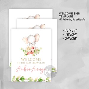 Elephant Baby Shower Welcome Sign Printable, Baby Shower Sign, Party ...