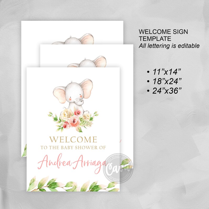 Elephant Baby Shower Welcome Sign Printable Baby Shower Sign - Etsy