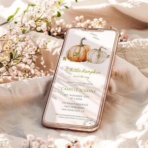 A Pumpkin Baby Shower Phone Invite, Text Message Invite, Gender Neutral Shower, Editable Invite, A Digital Invitation TEMPLATE - WD 0303