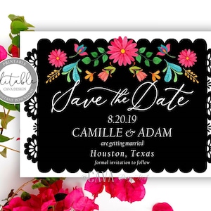 Mexican Save the Date Template, Fiesta Wedding Save the Date, EDITABLE Template, DIY Save the Date