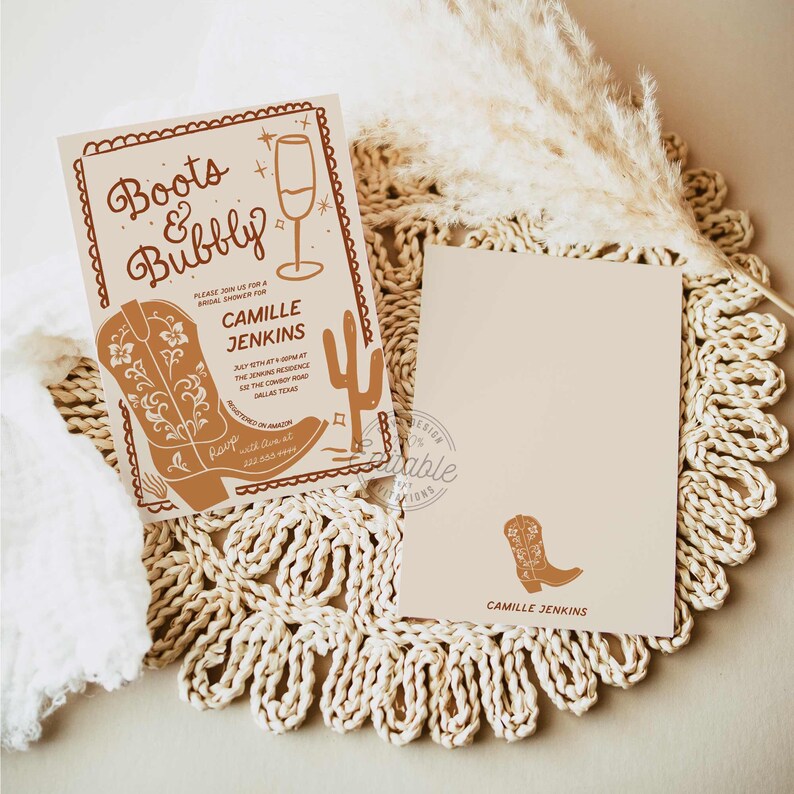 Boots and Bubbly Bridal Shower Invitation