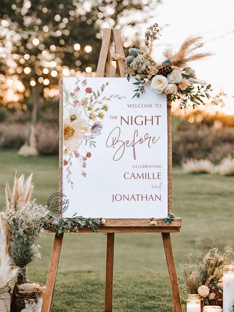 The Night Before Welcome Sign Boho Wedding Sign
