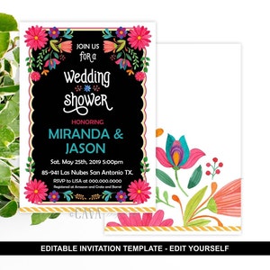 Weding Shower Fiesta Invitation, Couples Wedding Shower Invitation, Mexican Themed Party Invite, EDITABLE Invitation, DIY Fiesta Invite