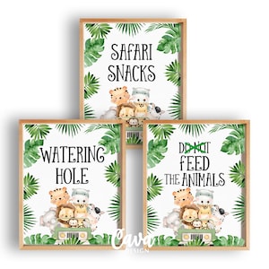 Letreros de cumpleaños de Safari Wild One, letrero de abrevadero, letrero de refrigerios de Safari, letrero imprimible de &quot;No alimentar a los animales&quot;, descarga instantánea (238 g)