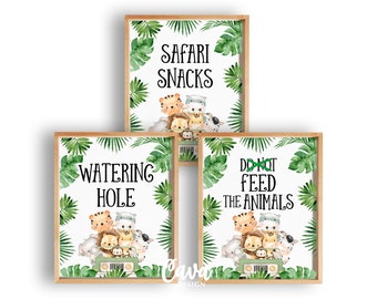 Safari Wild One Birthday Signs, Watering Hole Sign, Safari Snacks Sign, Do Not Feed the Animals Printable Sign, INSTANT DOWNLOAD 238G