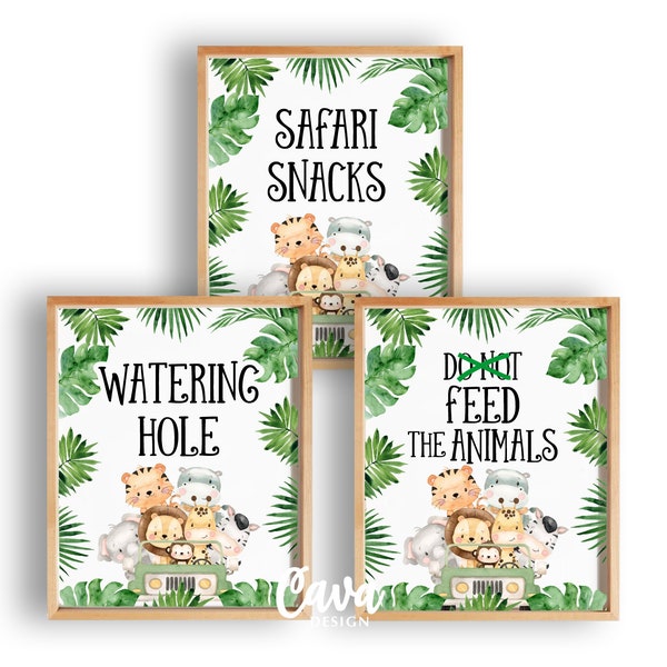 Safari Wild One Birthday Signs, Watering Hole Sign, Safari Snacks Sign, Do Not Feed the Animals Printable Sign, INSTANT DOWNLOAD WOB238