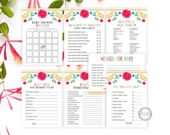 Baby Shower Games, Printable Baby Shower Games, Fiesta Baby Shower, Game Templates, Instant Download Baby Shower Games, Mexican Baby Shower