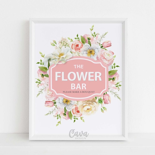 Flower Bar Sign, Flower Favor Sign, Garden Bridal Shower Sign, Bouquet Bar Printable, Instant Download 0235