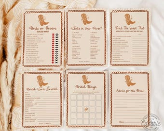 Last Rodeo Bachelorette Games Bundle, Western Bridal Shower Games, Cowboy Bridal Shower Games, Bridal Shower Game Bundle, WD 0280