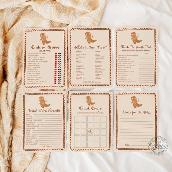 Last Rodeo Bachelorette Games Bundle, Western Bridal Shower Games, Cowboy Bridal Shower Games, Bridal Shower Game Bundle, WD 0280