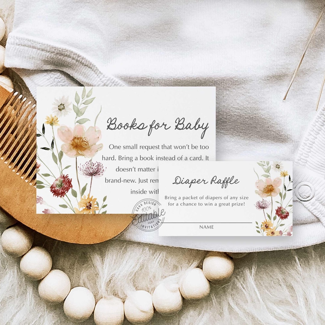Wildflower Boho Books for Baby and Diaper Raffle Ticket, Boho Baby ...