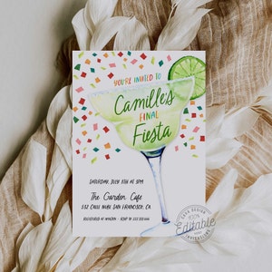 Fiesta Bachelorette Invitation: Last Fiesta Bridal Shower (Editable Template) WD 230F