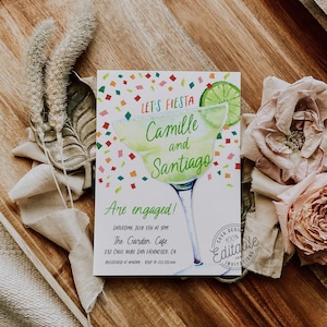 Fiesta Engagement Party Invitation, Couples Engagement Fiesta Party Invite, Fiesta Engagement Invite, Editable Engagement Invitation WD 230F