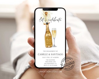Let's Celebrate Engagement Digital Invite, Cheers to the new Mr and Mrs Invite, Couples Shower Text Invite, Electronic Invitation, WD 222