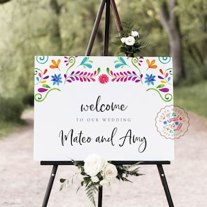 Mexican Theme Wedding Welcome Sign, Fiesta Party Welcome Poster, Mexico Theme Wedding Welcome Sign, Welcome EDITABLE Template, WD_105