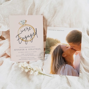 Modern Engagement Party Invitation, Minimalist Couples Shower Invite, Simple Couples Engagement Photo Printable Invitation WD 0237