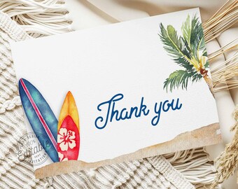 Karta z podziękowaniami na Beach Baby Showr, Karta z podziękowaniami na deskę surfingową, DO DRUKU Ocean Thank you, Podziękowania na urodziny chłopca, Natychmiastowe pobranie, BSB_0293