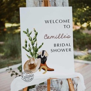 Western Bridal Shower Welcome Sign, Country Bridal Shower Welcome Sign, Cowgirl Bridal Shower Sign, Rustic Shower Welcome Sign - WD 0278