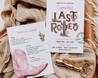 Invito al weekend di addio al nubilato al rodeo / Invito al nubilato al cowgirl / Invito modificabile al weekend di Nash Bash / Ultimo addio al nubilato al rodeo MER 234
