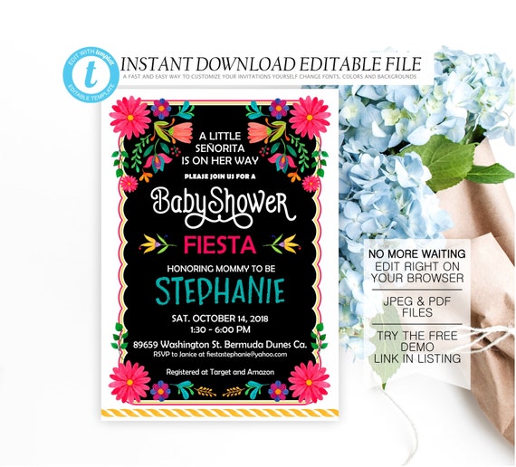mexican themed baby shower invitations