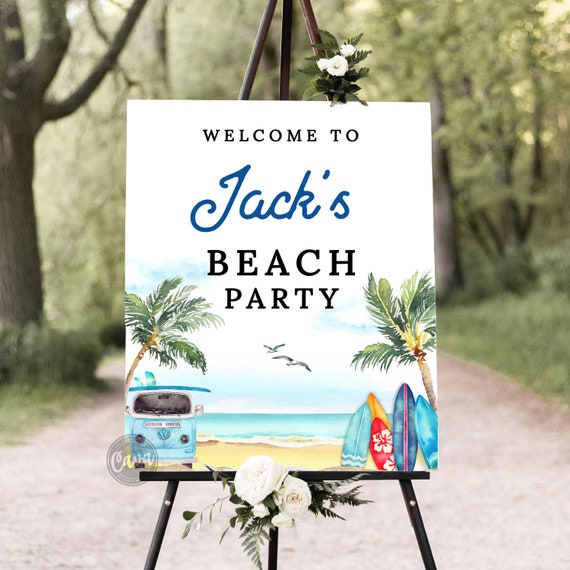 Beach Birthday Party Sign Boy Summer Baby Shower Etsy