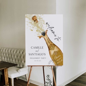 Cheers Couples Engagement Welcome Sign | Champagne Bottle Engagement Party Welcome Poster | Engagement Decorations | Welcome to our WD 222