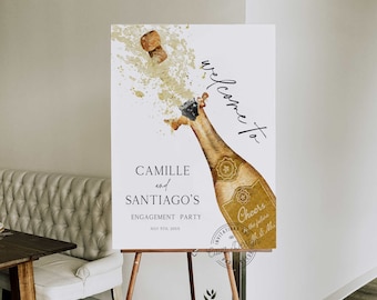 Cheers Couples Engagement Welcome Sign | Champagne Bottle Engagement Party Welcome Poster | Engagement Decorations | Welcome to our WD 222