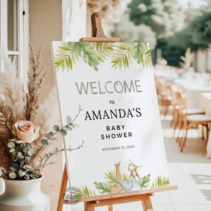 Safari Baby Shower Welcome Sign, Jungle Baby Shower Welcome Template, Baby Shower Sign, Shower Sign Template, Editable Welcome Sign, 261