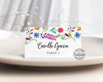 Fiesta Place Card Template, Mexico Themed Wedding Place Card Printable Template, Editable Printable Template, Instant Download, WD_105