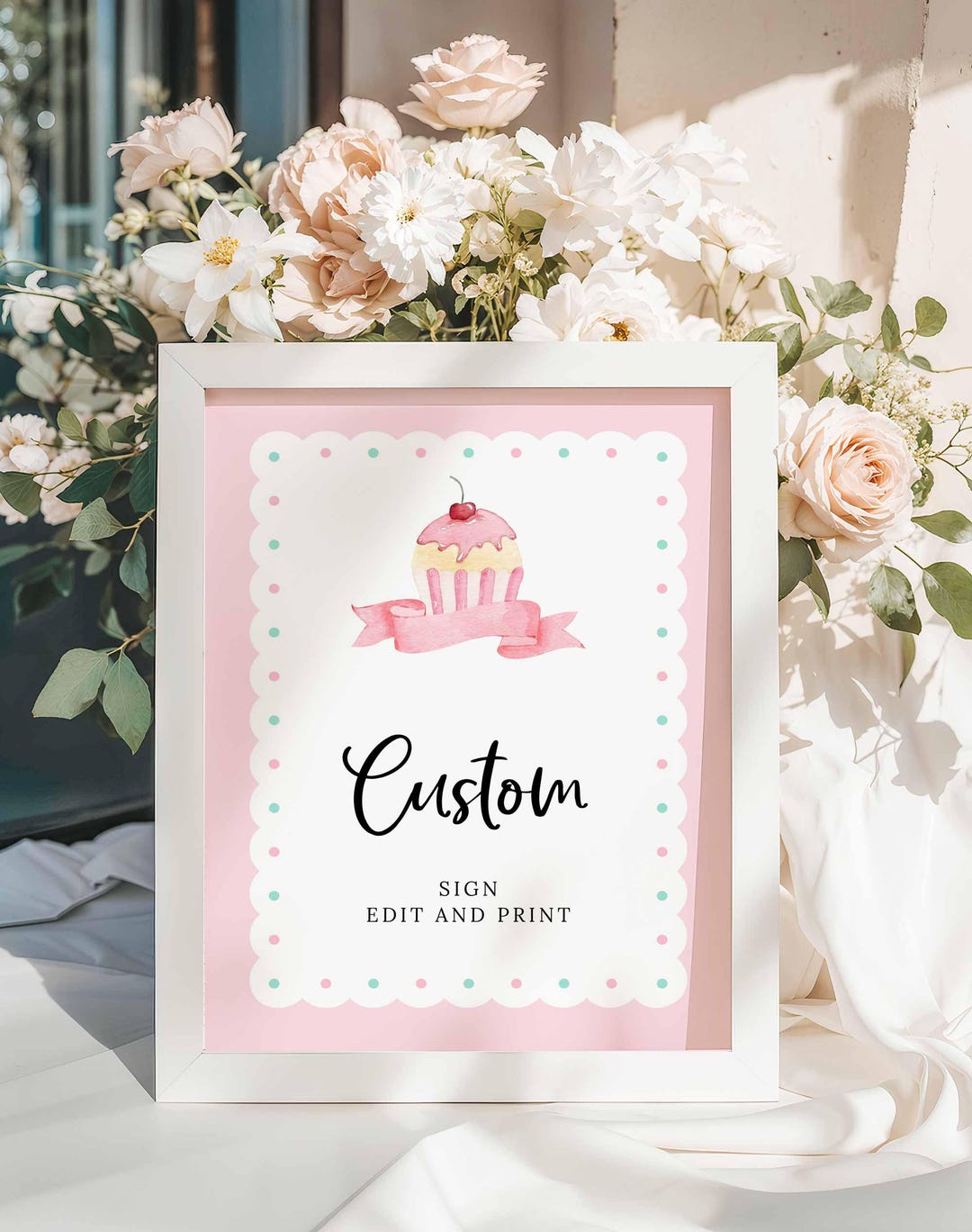 Bake Party Sign Template, Editable Baking Birthday Sign, Cupcake ...