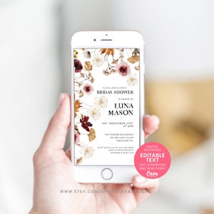 Fall Bridal Shower Digital Invitation, Fall Wedding Shower Electronic Invitation, Autumn Wedding Digital Invitation, WD 107