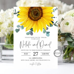 Sunflower Wedding Invitation, Sunflower Invitation, Wedding Invitation, Rustic Wedding Invitation, Country Wedding, Instant Download, 0280S image 6