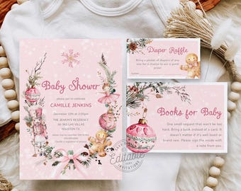 Editable Christmas Nutcracker Baby Shower Invitation Bundle (Digital Download)