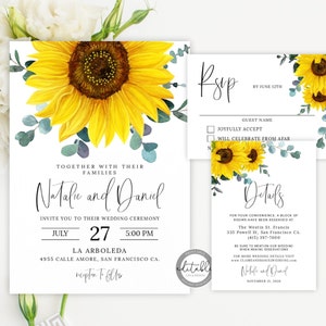 Sunflower Wedding Invitation, Sunflower Invitation, Wedding Invitation, Rustic Wedding Invitation, Country Wedding, Instant Download, 0280S image 1