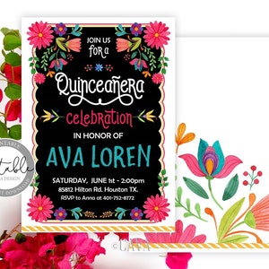 Quinceañera Invitation, Fiesta Birthday Invitation, Mexican Themed Party Invite, Printable Template, EDITABLE Invitation