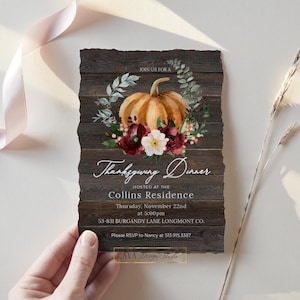 Thanksgiving Invitation, Thanksgiving Dinner Invitation, Fall Party Invitation, Editable Thanksgiving Invite, Instant Download, THX 305