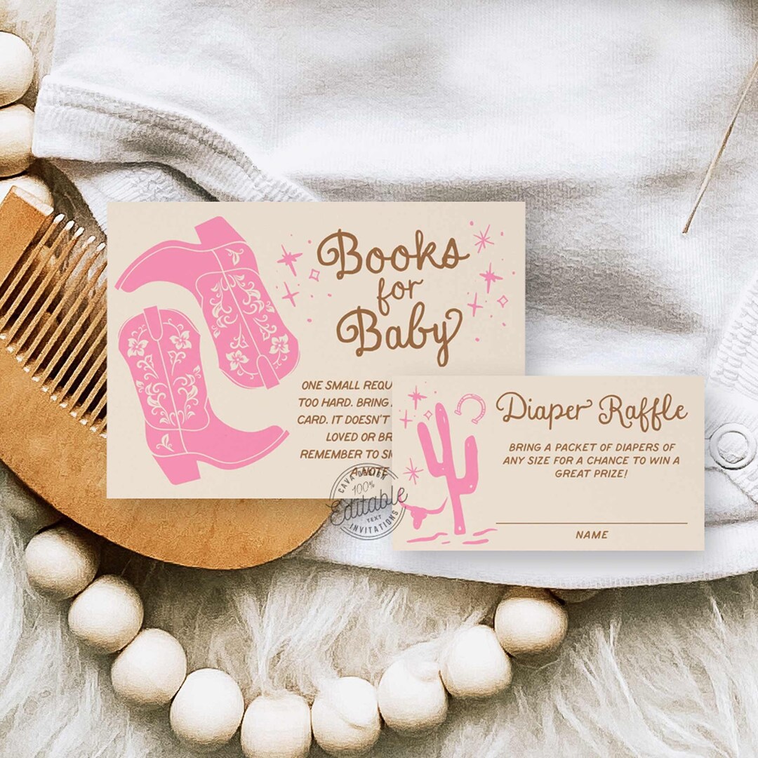 Desert Books for Baby and Diaper Raffle Ticket, Girl Baby Shower ...