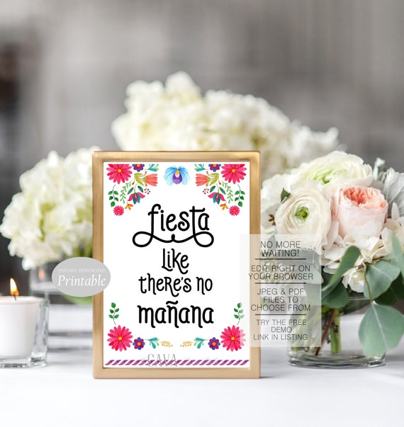 Fiesta Like There's No Mañana Printable Editable Instant | Etsy