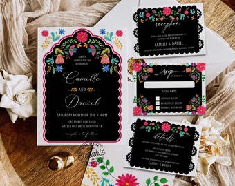 Mexican Wedding Invitation, Fiesta Wedding Theme, Wedding Invitation Template, Printable Wedding Invitation Set, INSTANT DOWNLOAD