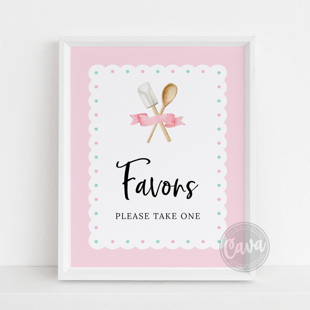Baking Theme Birthday Party Sign, Cooking Girl Birthday Favors Sign ...