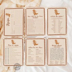 Western Boot Bachelorette Games Bundle - 12 Editable Bridal Shower Games