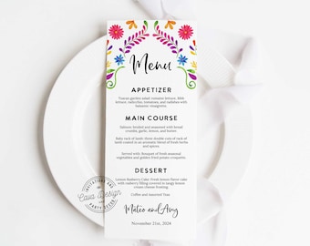 Mexican Theme Wedding Menu Template, Fiesta Wedding Menu Card Template, DIY Menu INSTANT DOWNLOAD Editable Dinner Menu Printable WD_105