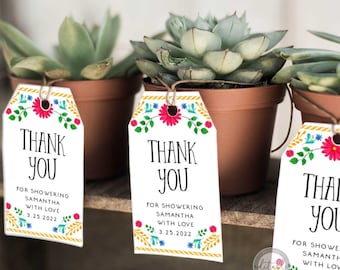Baby Shower Favors Tags, Fiesta Favor Tags, Mexican Themed Thank you tags, Favor Tag Template, Tag Printable, Editable Favor Tag Template