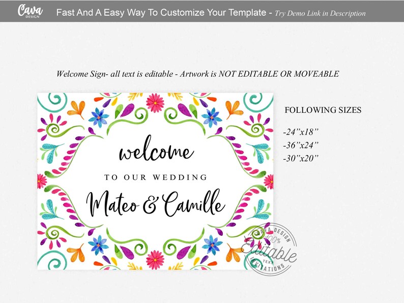 Fiesta Wedding Welcome Sign, Fiesta Party Welcome Poster, Mexico Theme Wedding Welcome Sign, Fiesta Shower Welcome EDITABLE Template, WD_105 image 3